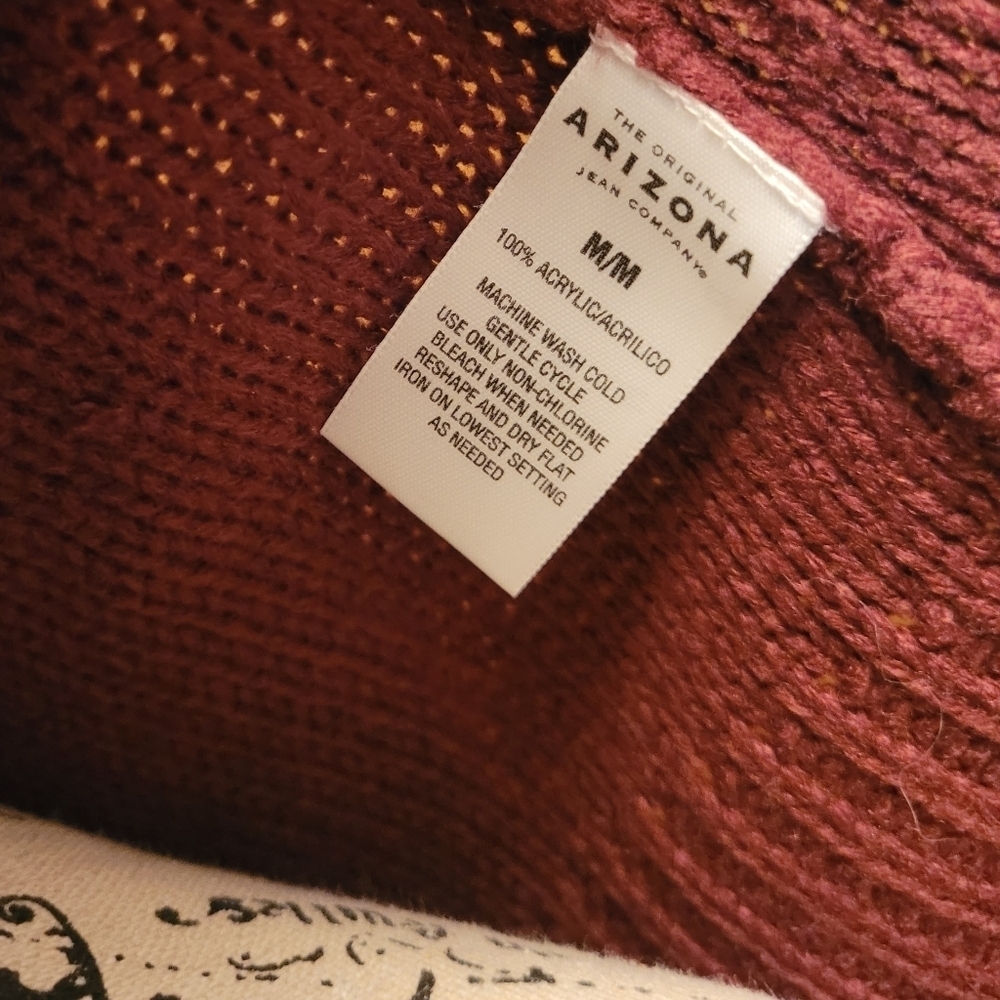Arizona Jean Co Sz M Women's Juniors Hoodie Sweater Burgundy Maroon Red W Blue - Picture 5 of 5